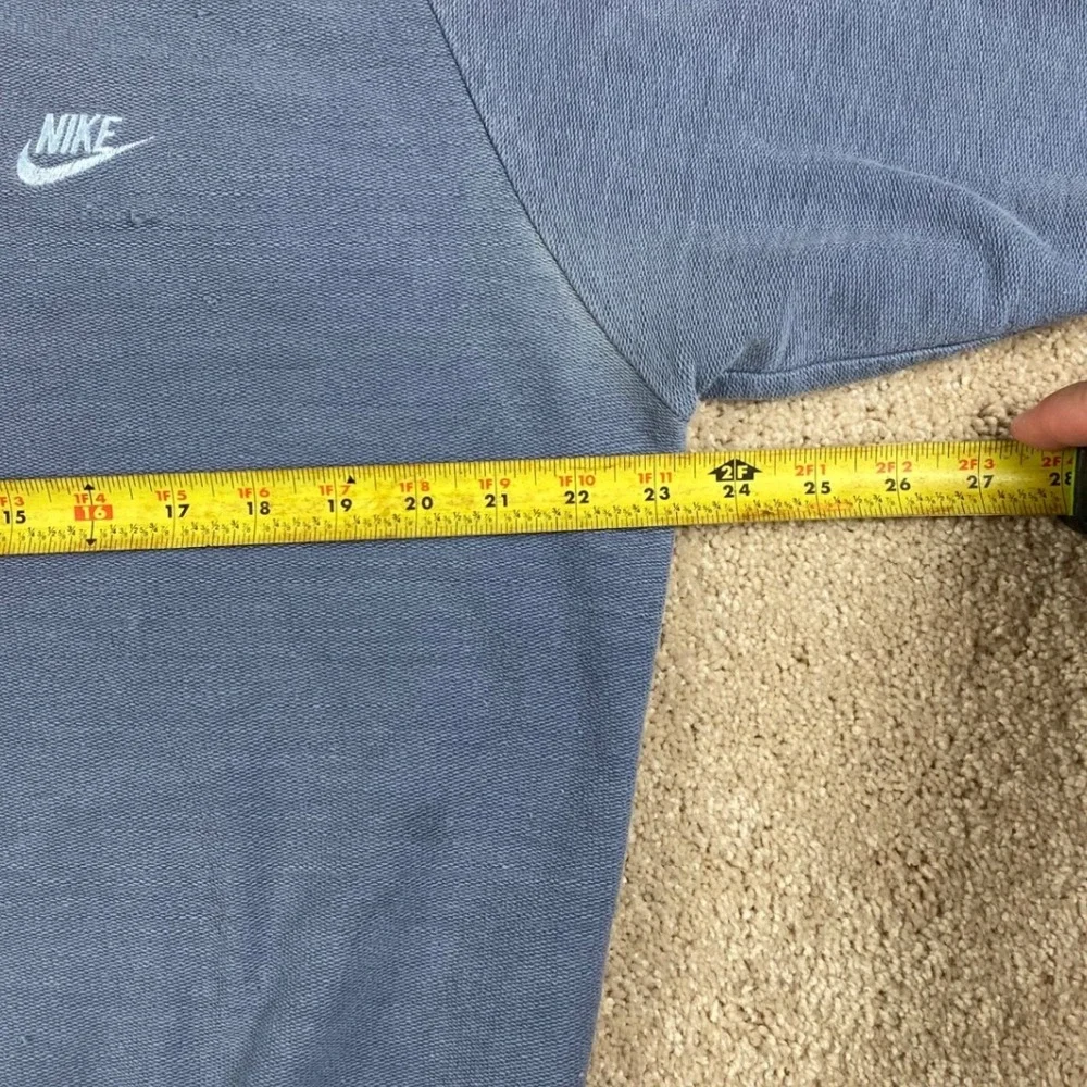 Vintage 90s Nike Raglan Sweatshirt Blue Embroidered Logo Mens Large Distressed
